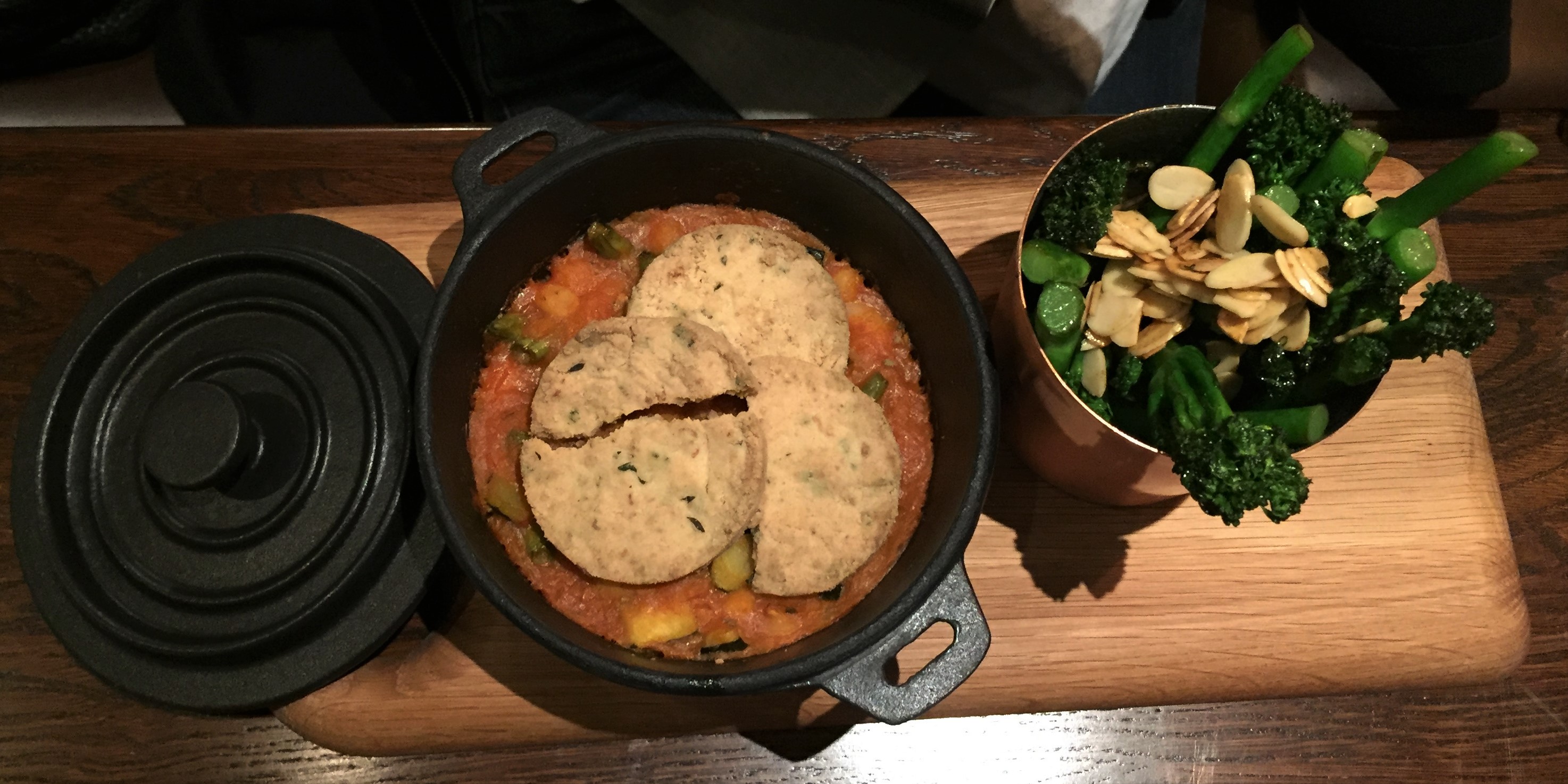 Roasted pumpkin cobbler, purple sprouting broccoli at the White Bear- kenningtonrunoff.com