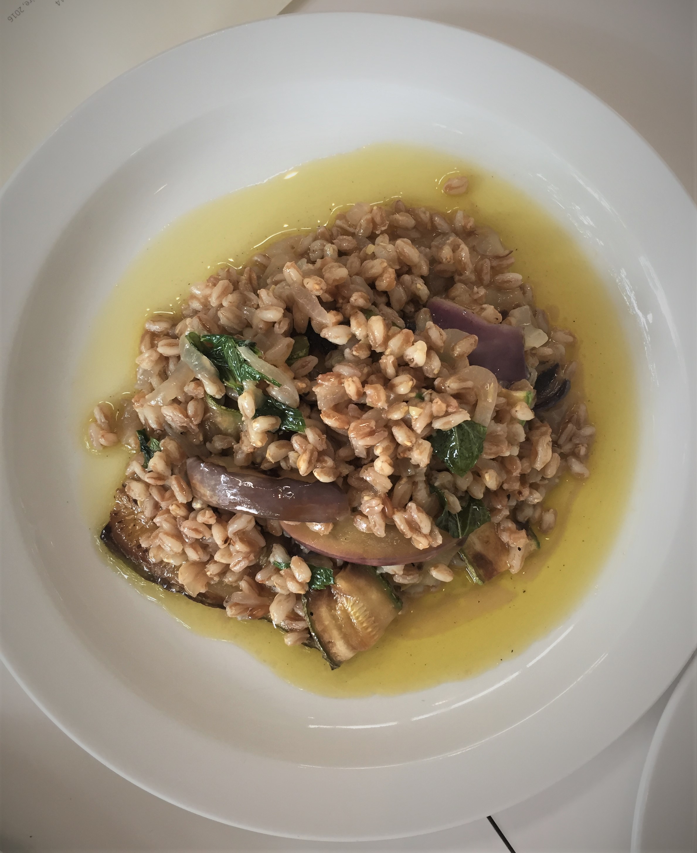 Farro, courgettes, aubergine and mint at The Garden Museum - kenningtonrunoff.com